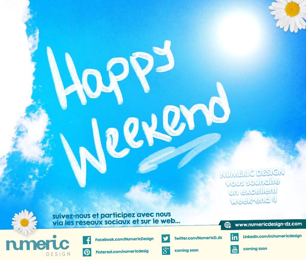 NumericD_DZ's tweet photo. #NumericDesign_ #Think_So#NumericDesign_ #Think_Solid_
#PLV #Stands_Aménagement #Signalétique_
#Happy_Weekend
#Numeric vous souhaite un heureux et excellent Week-end :) https://t.co/o4cOLFLgyF
