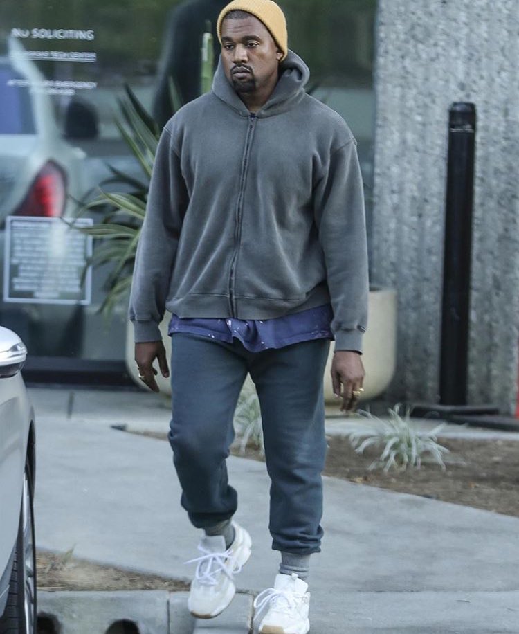 kanye west in yeezy 500