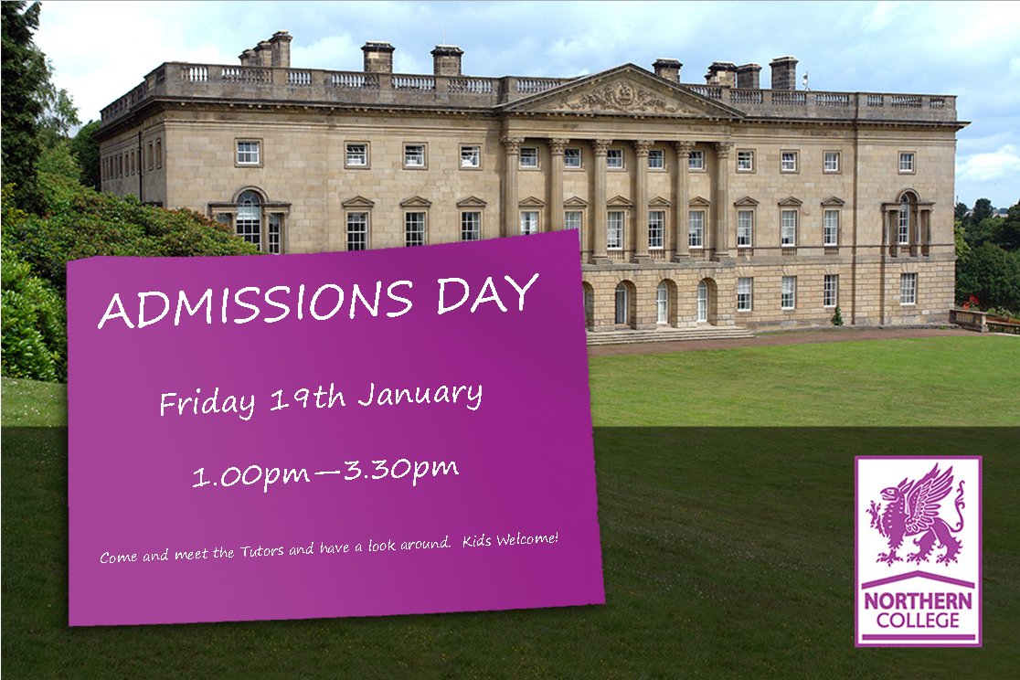 NorthernCollege's tweet image. Fancy doing a FREE short course for adults @NorthernCollege in 2018?
Includes B&amp;amp;B + Evening meals
Come along to our Admissions Day to find out more!
#residentialCourse #Adults #LifelongLearning