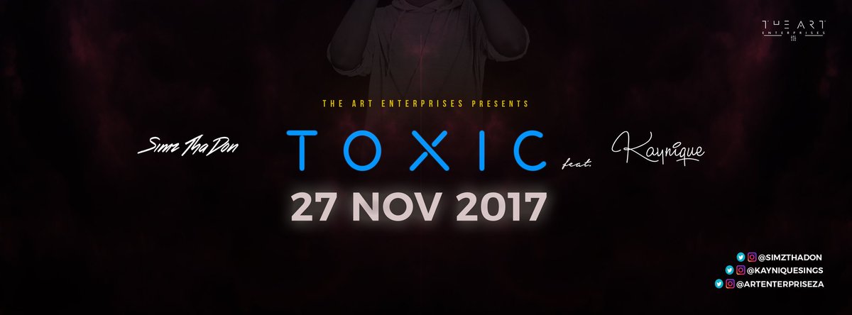 DxnTabz's tweet photo. @SimzThaDon ft. @kayniquesings - #Toxic .. 27 Nov 2017 (Prod. by @TabiiDon) #TheARTEnterprises #BackToTheArt

🎈 https://t.co/fozZmWOJMq
