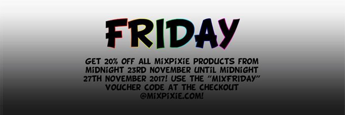 MixPixie's tweet image. Don't miss out on our BLACK FRIDAY SALE which starts at midnight tonight and ends 23:59 Monday night. Get 20% off all of our products by simply adding the discount code MIXFRIDAY at the checkout stage. 

Let the countdown begin.

#blackfriday #mixpixie #thepixies