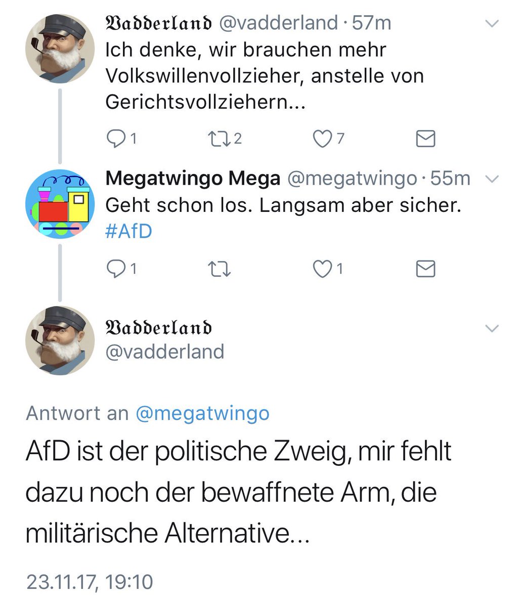 Mica4711's tweet photo. Dass der gemeingefährliche Hetzer @vadderland noch immer auf Twitter hetzen darf, kann auch kaum jemand nachvollziehen. https://t.co/lCznVrjkL5 #DASNetzwerk #ReportTheMob #BlockTheMob https://t.co/YHAJWQfdRW