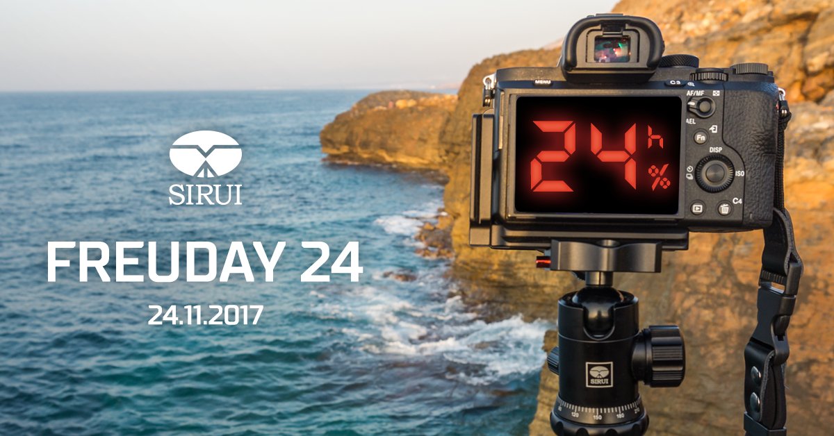 sirui_de's tweet photo. Freuday 24 bei SIRUI! Sichert euch 24% auf alles im SIRUI Shop ➡️ https://t.co/24LwWfNial | 24h lang, nur am 24.11.17! Happy Shopping! https://t.co/SqZBi6EHDP