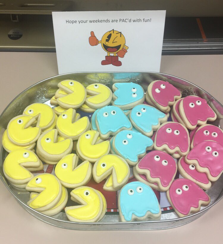 KaylaDuChene's tweet photo. #TBT to our punny cookie baker! #NAIT #PacMan @ErhardtChelsea https://t.co/IdFd2Wfdbx