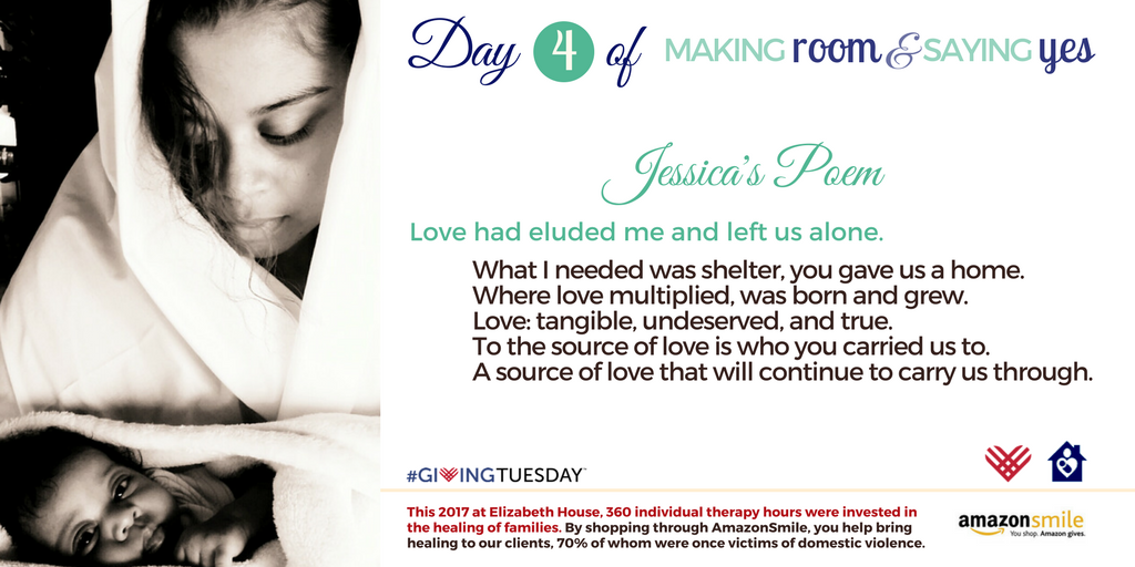 ehousepasadena's tweet photo. This 2017 at Elizabeth House, 360 individual therapy hours were invested in 
the healing of families. By shopping through #AmazonSmile, you help bring healing to our clients, 70% of whom were once victims of domestic violence. https://t.co/qVRRY0J7hU #SeasonOfSmiles #GivingThanks https://t.co/gsAnR6y7Z8