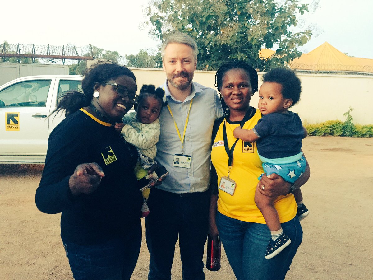 Feargalll's tweet photo. .@theIRC #Nigeria aiming to reduce barriers for women joining our team.  In 5/7 offices we have "crèches" so mums can be close to babies &amp; caregivers. Here is Yetunde (HR) w/ baby Royalty &amp; Rosemary (Women's Protection) w/ baby Richard in our Mubi office. 7/7 by Q3 2018. https://t.co/bXJ80N551z