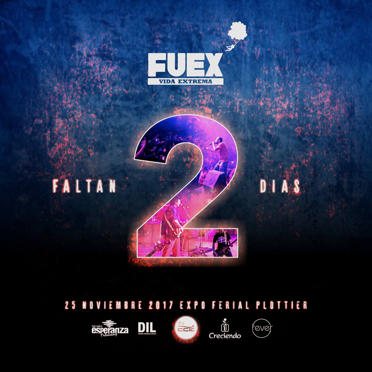 PrAleChamorro's tweet photo. Faltan 2 días!!! 
#FUEX #FiestaUrbanaExtrema2017 "Vida Extrema".
Sábado 25.11.17 18hs Predio Expo Ferial de #Plottier. https://t.co/VU3tD0fc41