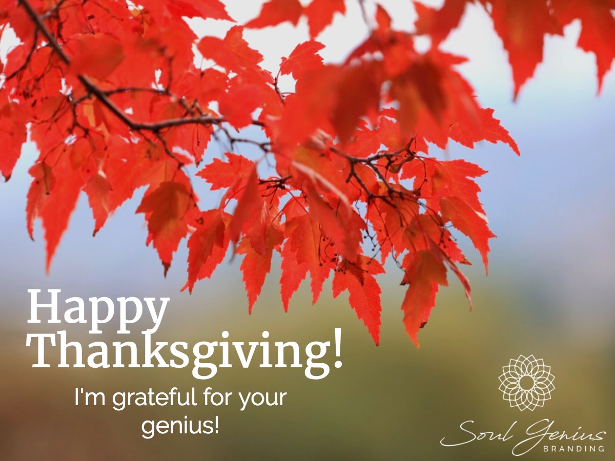 SoulGeniusBrand's tweet photo. Happy Thanksgiving to you and all yours! I'm grateful to have you in the Soul Genius "Family"!
#grateful #soulgenius #thanksgiving #Lucky #lovemytribe #brandingcoach https://t.co/kdqsicwicG