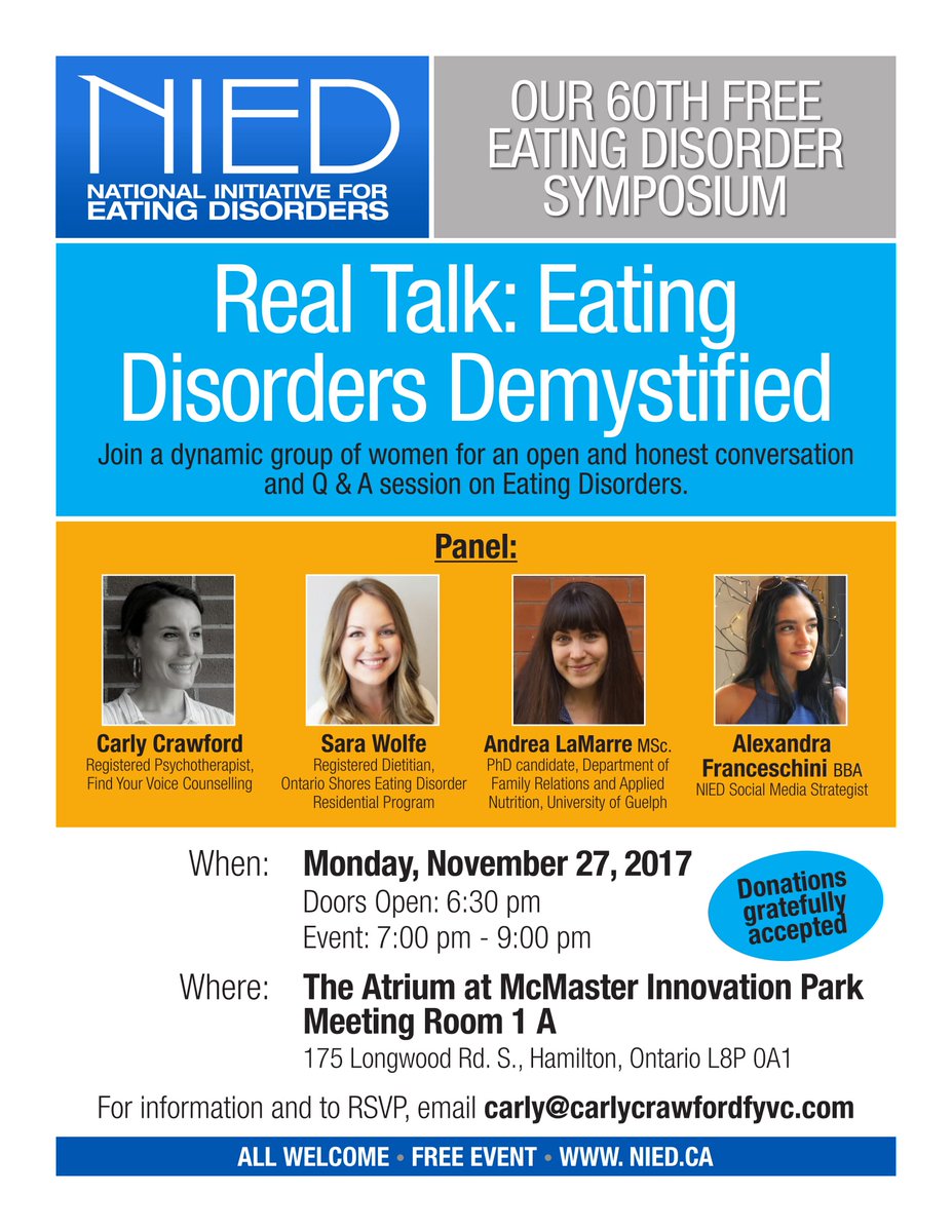 niedcanada's tweet photo. NOV 27: Let’s get real. Join us for an honest panel discussion about #EatingDisorders &amp; #EDrecovery. Bring all your questions, thoughts &amp; comments. RSVP here: https://t.co/IUealMfmZt https://t.co/7xcwTZRNCL