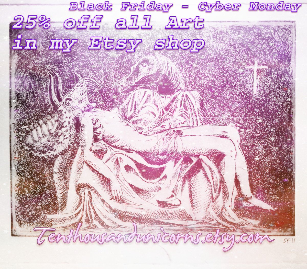 10000unicorns's tweet photo. Save 25% off all art &amp; handmade items in my Etsy store this giftmas shopping weekend! https://t.co/HV435uV59F 💯💯🦄

🍑🍗
#thankful #macysparade #macysdayparade #art #artsale #illustration #etsysale #shopsmall #etsymagic #BlackFriday2017 #SmallBiz #giving https://t.co/G6NfG6XBck