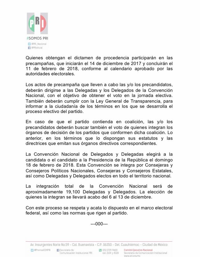 PRI_Nacional's tweet photo. El Comité Ejecutivo Nacional del #PRI emitió la Convocatoria para la elección y postulación de su candidata o candidato a la Presidencia de la República. #SomosPRI https://t.co/PFsMAF4tB1 https://t.co/9kVAVu6KLA