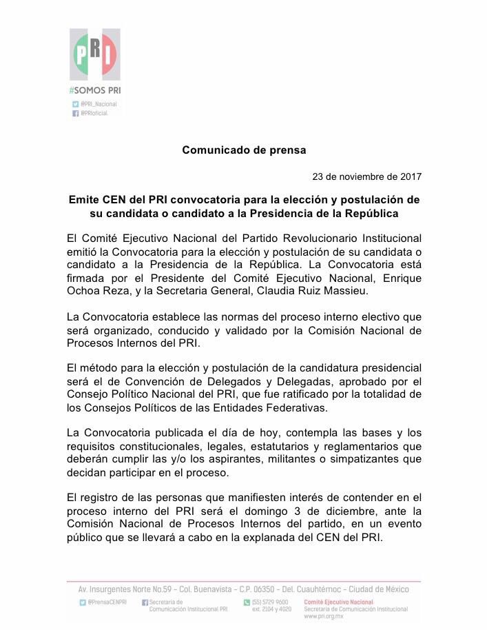 EnriqueOchoaR's tweet photo. El método para la elección y postulación de la candidatura presidencial será el de Convención de Delegados y Delegadas, aprobado por el Consejo Político Nacional del @PRI_Nacional, que fue ratificado por la totalidad de los Consejos Políticos de las Entidades Federativas. https://t.co/OeAzjY63R3