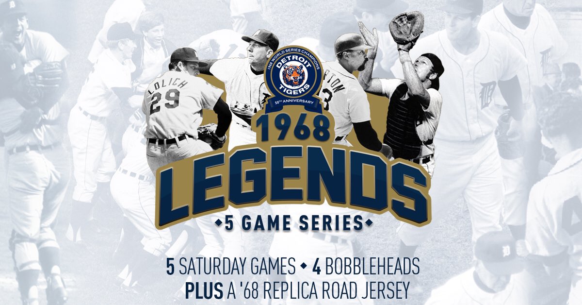 Detroit Tigers on X: 🚨 #BlackFriday Deal 🚨 1968 Legends 5 Game Series:  🔹 5 Saturday Games 🔹 4 Bobbleheads 🔹 1 Replica Jersey MORE ➡️    / X