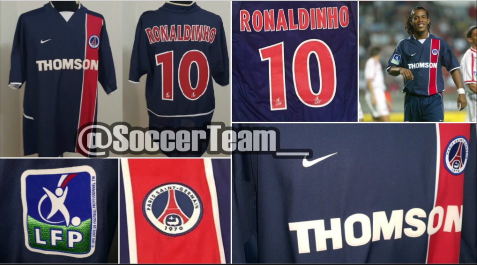 SoccerTeam___'s tweet photo. Camiseta titular PSG 2001-2002. Nº 10, RONALDINHO + parche. Envios a todo el mundo, todas las tallas, consultas por INBOX https://t.co/FPGYMgEV46