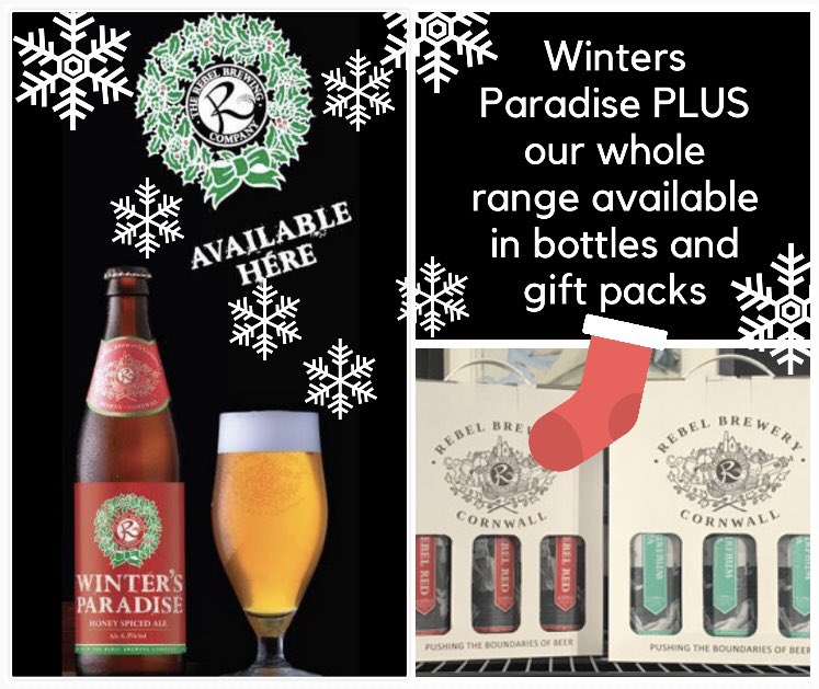 We have brewed a special festive beer Winters Paradise which is a smooth easy drinking festive ale incorporating our subtle use of unique spices infused with  honey free delivery on all on-line orders, perfect Christmas beer, rebelbrewing.co.uk/beer_type/all-…