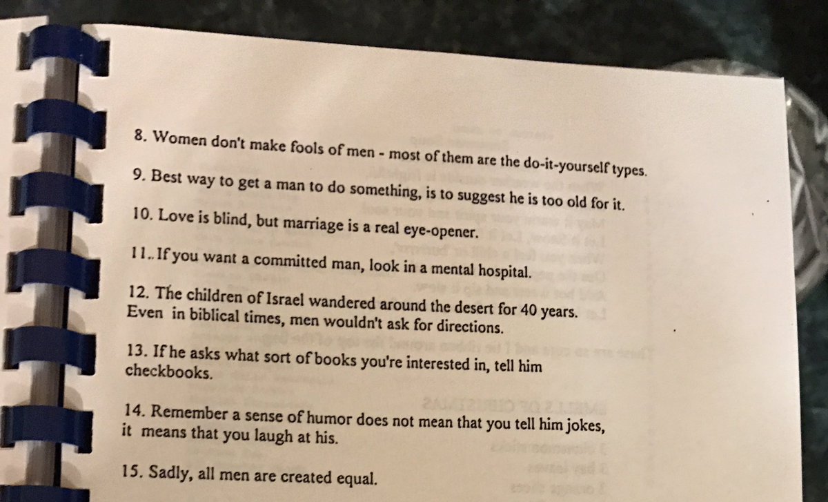 Maditruluck's tweet photo. My nana made a family cookbook in 2003. She also put in some life some life advice and I felt compelled to share. #2 and #13 are my personal favorites https://t.co/EzCDWhkXuf