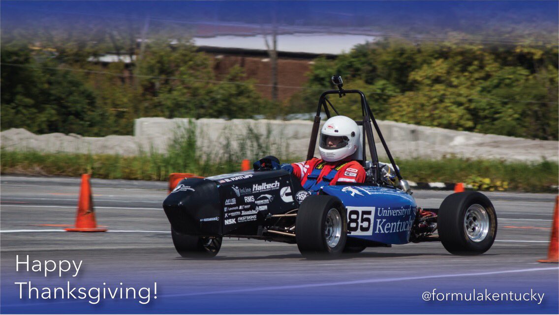 formulakentucky's tweet photo. Happy Thanksgiving! We’re thankful for all the fast speeds, helpful friends, and amazing support we’ve come across this year. #seeblue

#FSAE #kentucky #STEM #thanksgiving #UKY https://t.co/oPWivXd6tP