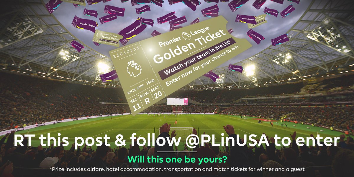 How thankful are we for all of you? If you RT this post &amp; follow you will be entered to win a trip to see your #PL team play

🇺🇸✈️🇬🇧

#PLGoldenTicketSweepstakes