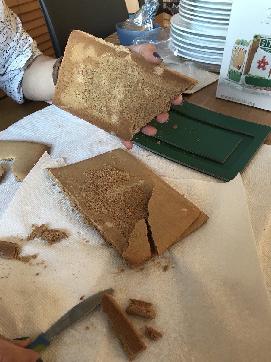 abkarp's tweet photo. @Starbucks came home with a gingerbread house. Kids excited. Gingerbread pieces stuck together in box and crumbled when trying to pull apart. #gingerbreadfail https://t.co/5nLKUDhcdk