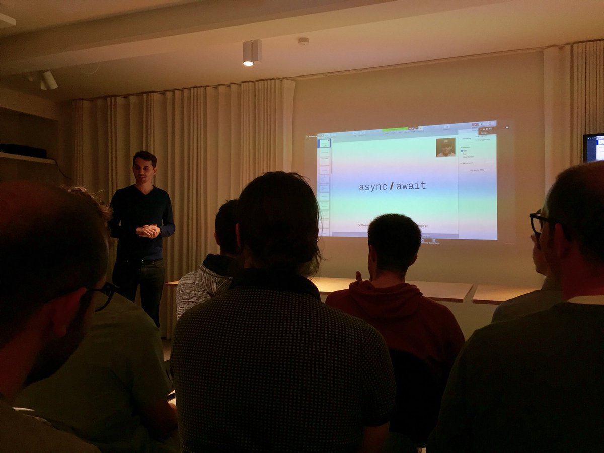 Another great event with <a href="/copenhagenjs/">copenhagenjs</a> 😊 Exciting talks about async/await and how to avoid callback H(e(LL(😱))) with functional reactive programming.