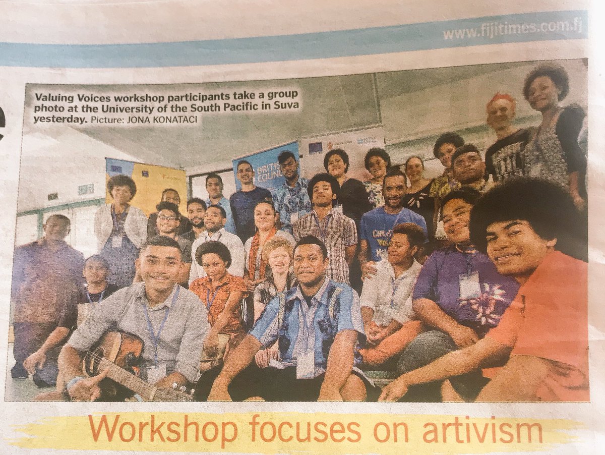 moanatribe's tweet photo. Kiaora Jorma, Jenni &amp; @skabmagovat for giving me a word to describe art + activism. Gave it to my students in Fiji @ValuingVoicesFJ #SpreadingTheLove #Justice #ClimateAction https://t.co/1zPm699OI4