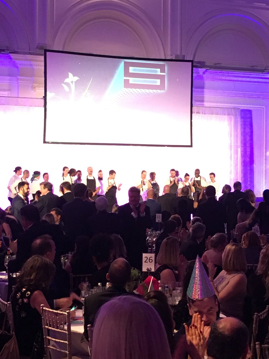 Everyone on their feet for the wonderful @BeyondBrigade Thank you so much for an amazing meal at our #SocEntAwards17 !!!