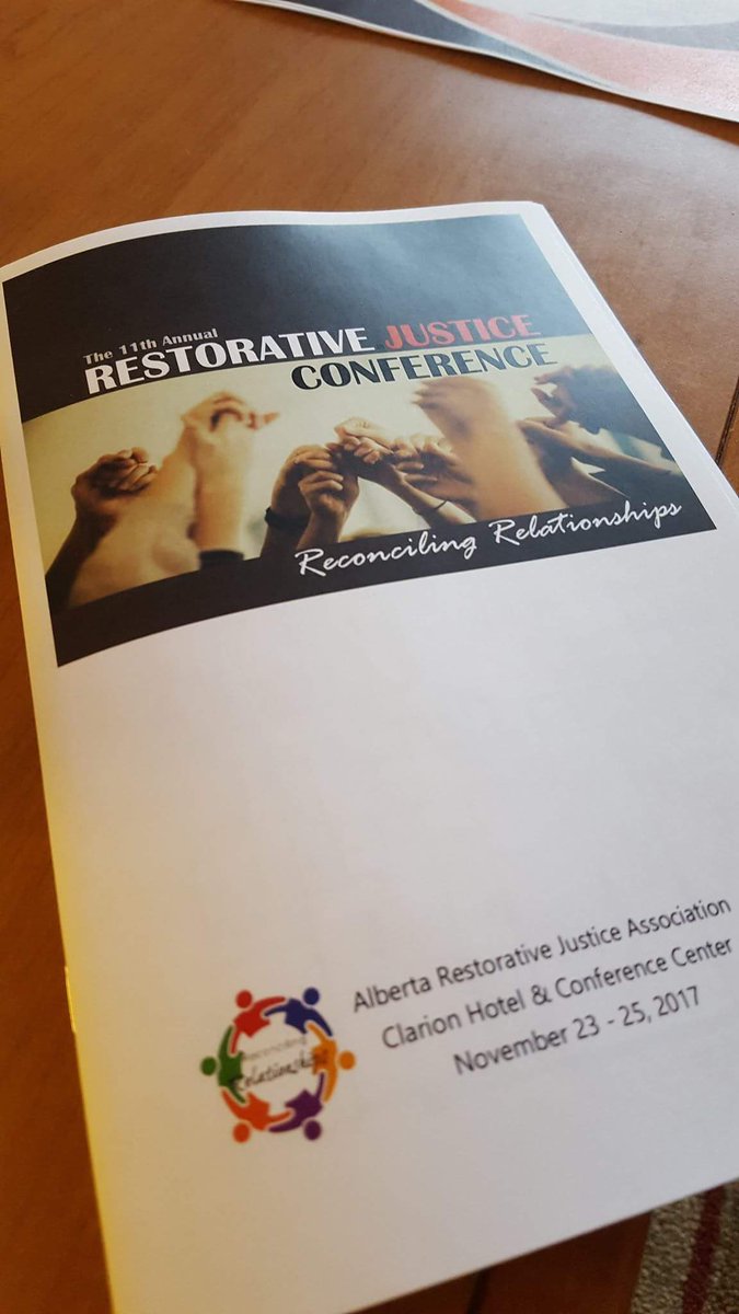 RJAlberta's tweet photo. Pre-training has been happening all day and the feedback has been awesome!
5:00 pm we kick off the conference with a reception and the announcement of this years' George Brertton Award recipient.
#RJAlberta #restorativejustice #ARJC17 https://t.co/5WaPts5Eut