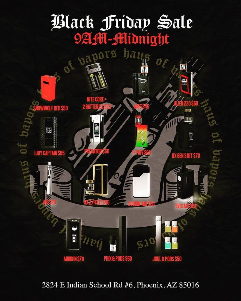 I’ll be at @hausofvapors_phoenix tomorrow! Come visit me! Buy one get one free on juice, coils and batteries plus these crazy blowout deals