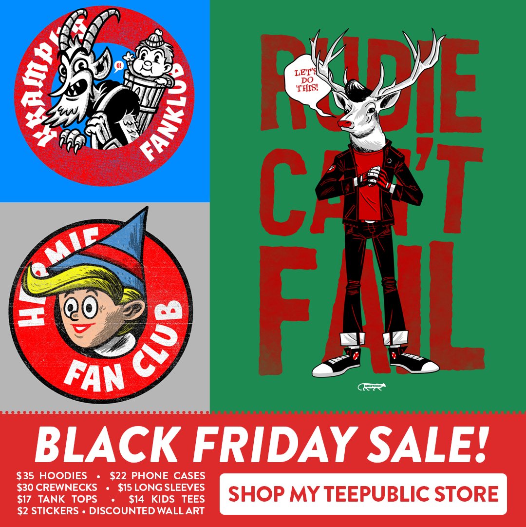 gimetzco's tweet photo. https://t.co/19VmbyYacd !!! Guess which one of these was @ghoulieschool’s idea #xmas #krampus #Rudolphtherednosedreindeer #hermie #whackfriday #hplovecraft #gremlins #BlackFriday2017 https://t.co/0F2N0A5VwW