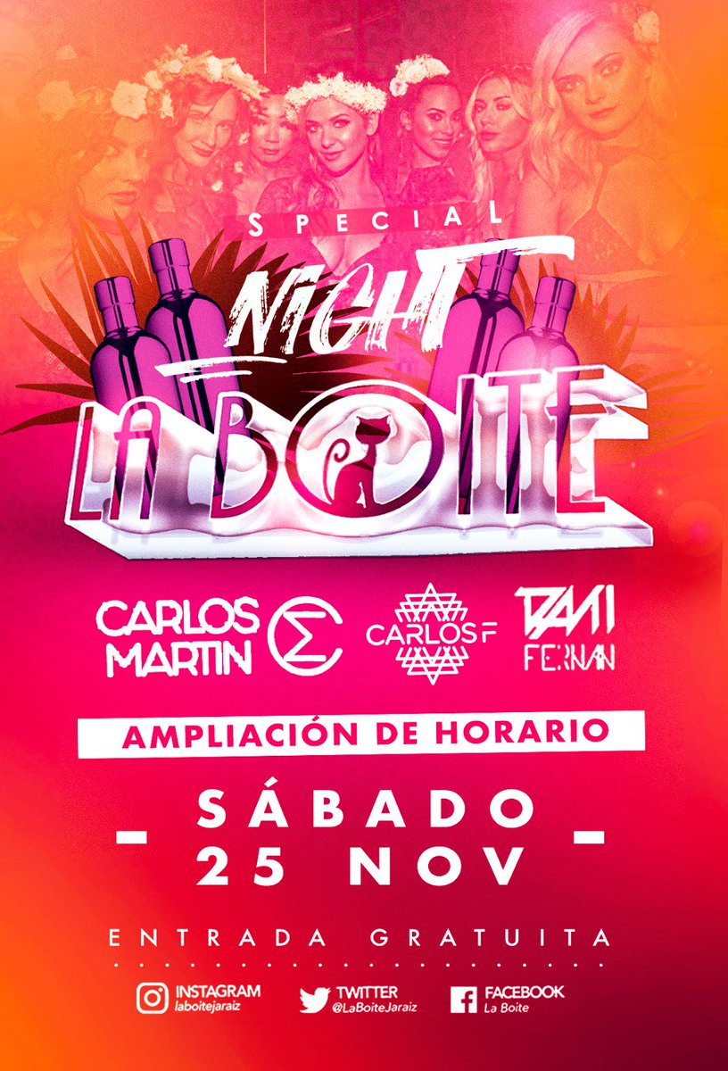 🙌🔊SÁBADO 25 NOVIEMBRE🔊🙌
💃 QUE EL AGUA Y EL FRIO NO TE QUEDEN EN CASA 💃
👉 <a href="/danielfv418/">DANI FERNAN</a>   👈
👉 @carlos69_CMR  👈
👉 <a href="/carlosfdj/">Carlos F</a>  👈
😱CIERRE 6:30 🕡 😱
🚨 INTRO FREE 🚨
 #carlosf #danifernan #carlosmartin #music🔛 #laboite #laboitejaraiz