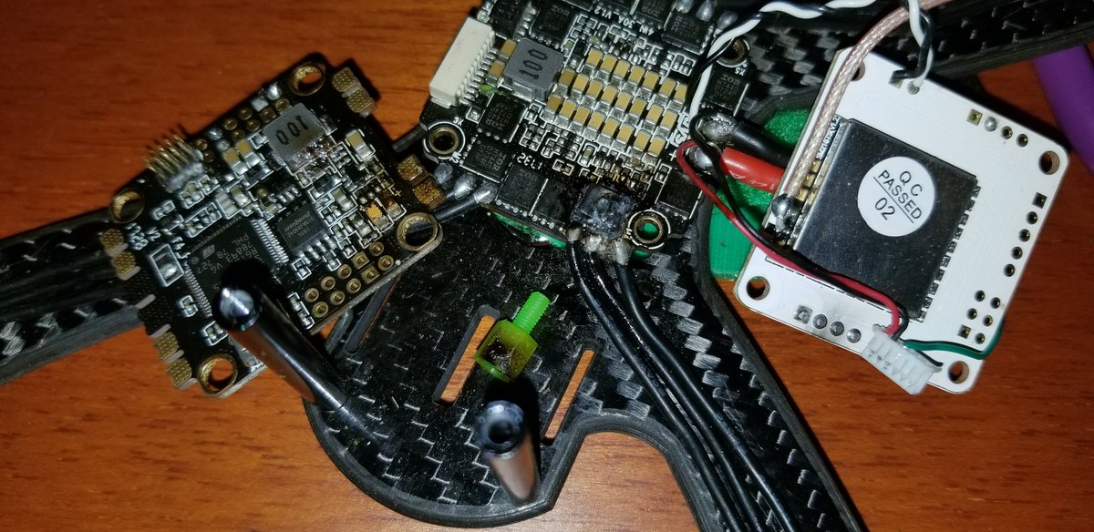 FOESAD5150's tweet photo. #oops! #fried as fuk!!! #FOESADfpv #fpv #fpv5150 #itsnotadrone #buildflycrashrepeat #practice #learn #fly @spaceonefpv @frsky_rc #horusx12s @dmtfpv @foxeer.official #sikystatus #DetritusProd #1620 https://t.co/n1jc34to6F
