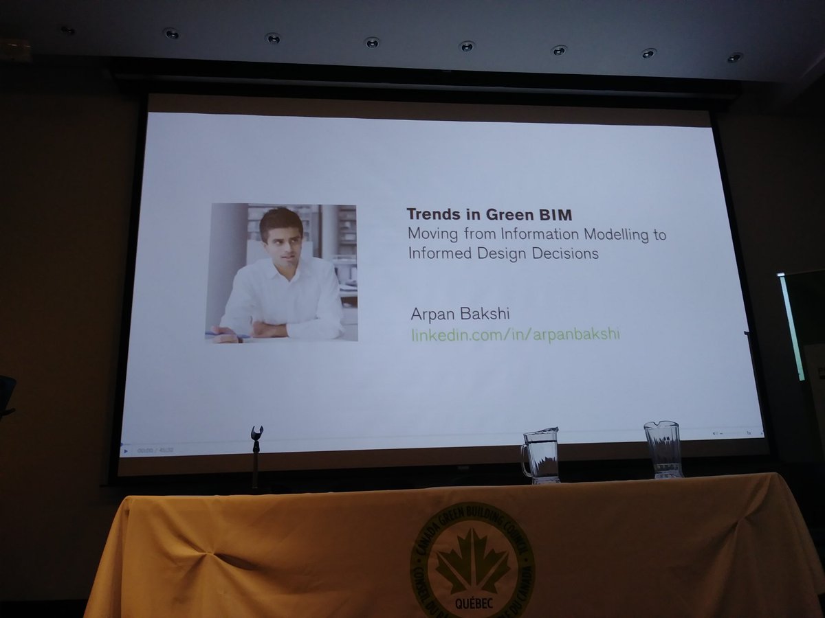 CBDCa_Qc's tweet photo. @ArpanBakshi maintenant en vidéo Trends in Green #BIM moving from information modeling to informed design decisions #ColloqueArchitecture https://t.co/uI0vbCqmJL