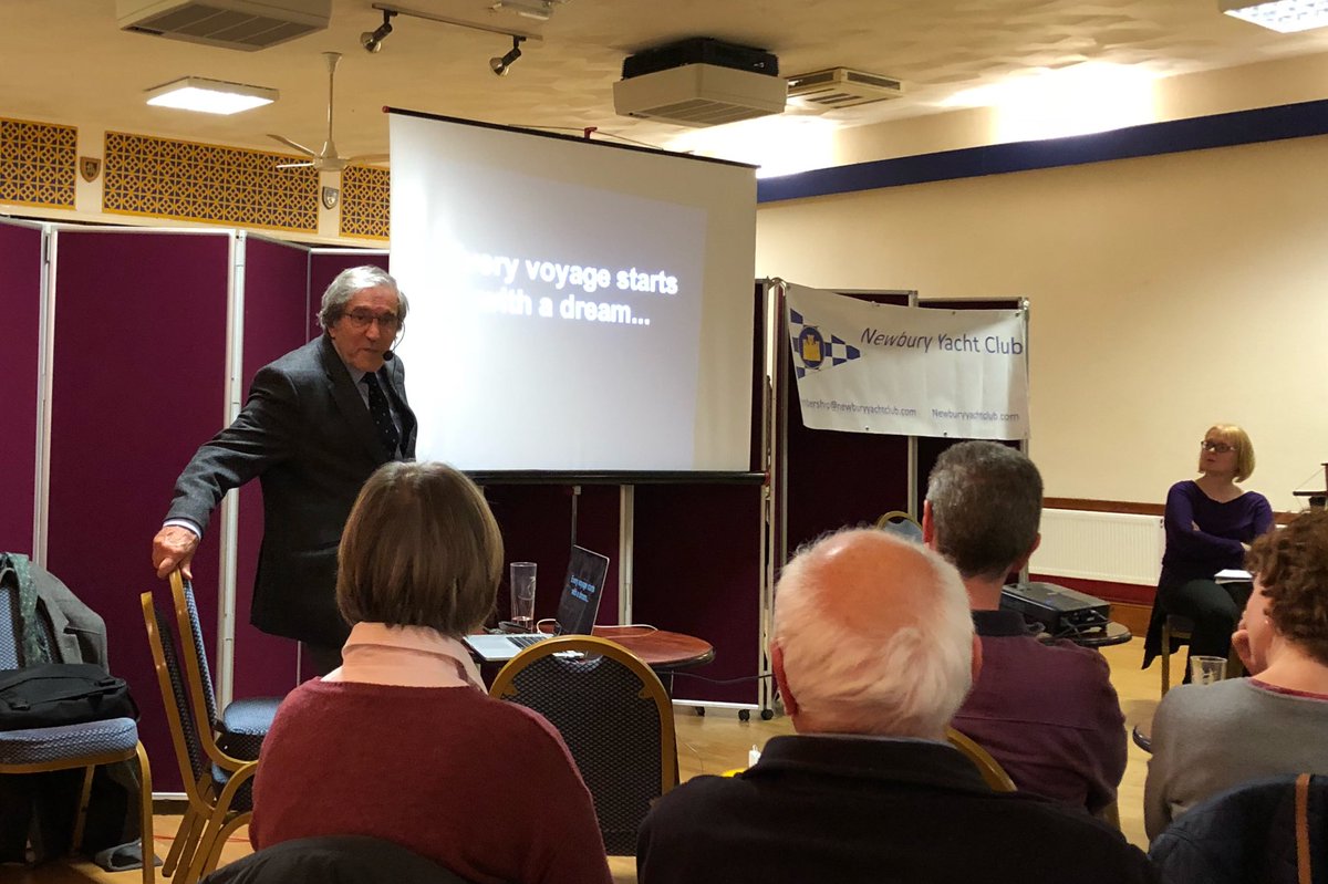 DreamOrTwo's tweet photo. A privilege to listen to sailing legend Jimmy Cornell @NewburyYacht tonight, talking about his many adventures at sea. #inspiration https://t.co/MGexWMNdOO