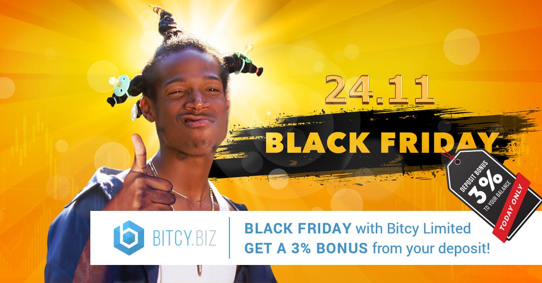 bitcy_biz's tweet photo. 🛒 Black Friday with Bitcy Limited - get a 3% bonus from your deposit!
#bitcynews #bounty56 #bonus #BlackFriday https://t.co/Ci0FH34OHB https://t.co/SVhSISMtgN