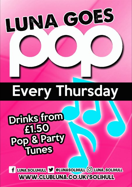 ReflexSolihull's tweet photo. Enjoy a little more this xmas....Luna goes POP with FREE entry tonight plus..Jagerbombs £1.50 &amp; Dbl Vodka Redbull only £2.95 https://t.co/N2Odl40TZL