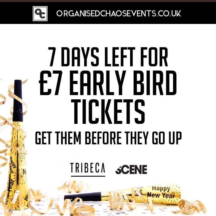 mrJayGood's tweet photo. 7 days left to get your early bird tickets for @SceneSaturdays_  and @TribecaTuesday NYE!

Scene Saturdays - https://t.co/0494HLqRQC 

Tribeca Tuesdays - https://t.co/7iOnBfzl2Q 

Last table left. Bookings / enquiries contact Ryan guest on - 07791176490 https://t.co/CsReJCT4T4