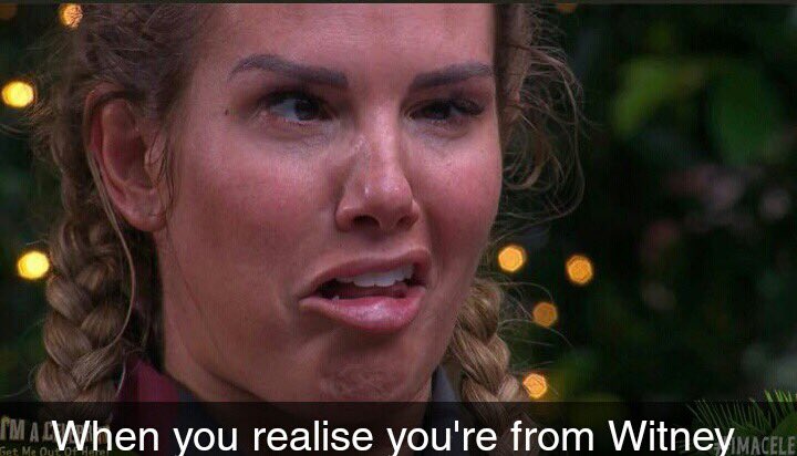 salmo325's tweet photo. You can take the girl out of Witney.... courtesy of @Sheenajamieson @Benji_Morris #ImACeleb #Witters #Shire #janner https://t.co/w9E11GfB86