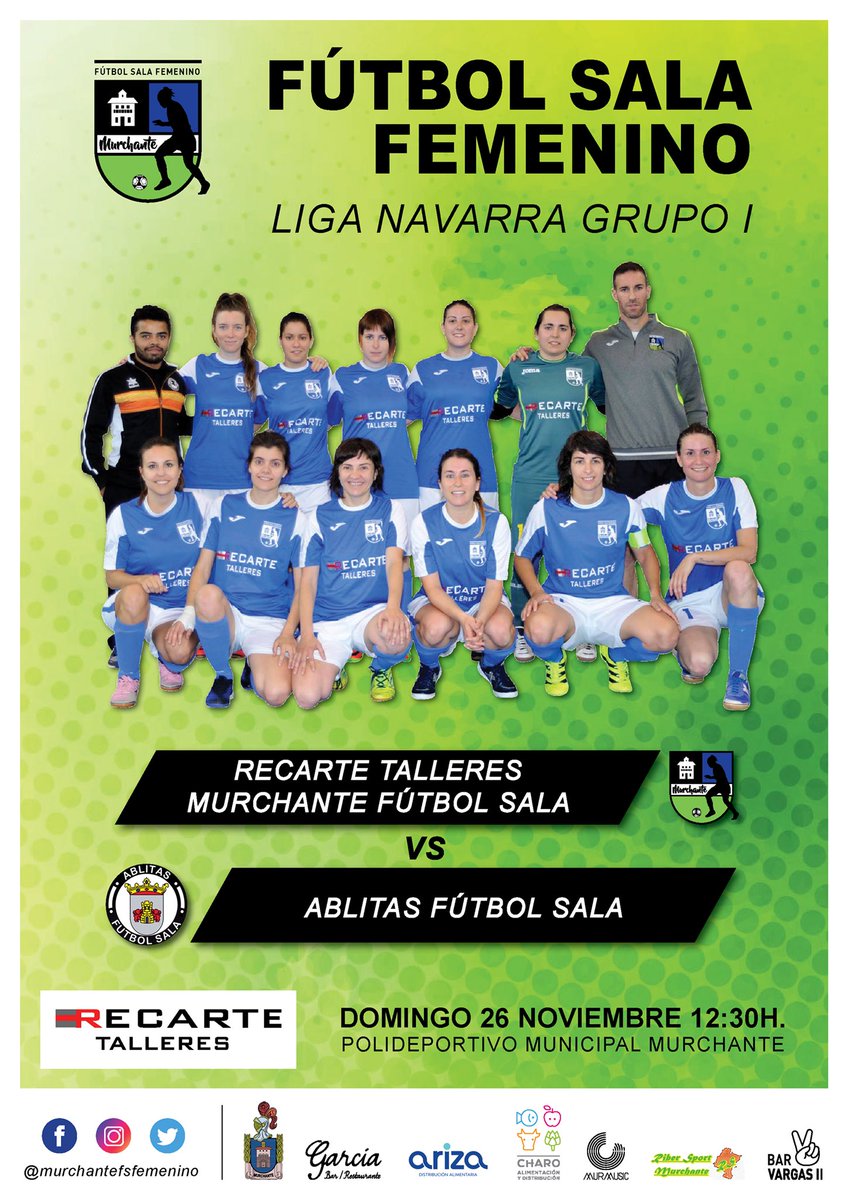 Murchante_FS's tweet photo. 🔹Jornada 7🔹 

👥 Recarte Talleres M.F.S. Vs. Ablitas F.S.
🗓 Dom. 26 nov.
🕧 12:30h.
📍 Murchante

#RepetimosEnCasa #VuelveMurchanblitas 
#APorLosTresPuntos #PasemosFríoEnCompañía https://t.co/CgzAB7J7Qk