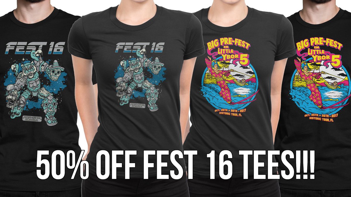thefestfl's tweet photo. TREAT YO SELF!
#FEST16 and #prefestybor5 t-shirts are still 50% off! (no code needed)
Old FEST shirts are still $5!!
And everything else in the web store is 20% off with the discount code TOFURKEY until Sunday!!
https://t.co/GlBoubfASH https://t.co/WuJAevCGb4