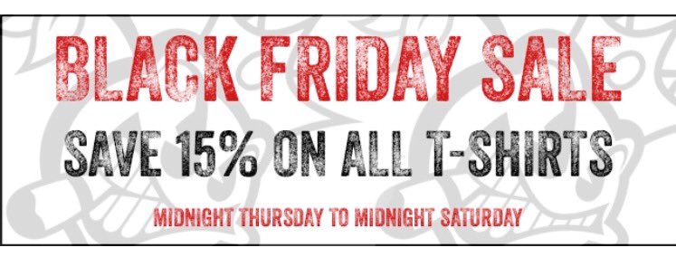 NylonMerch's tweet photo. The Black Stone Cherry Webstore Black Friday sale starts at midnight with 15% off all T-shirts! #BlackStoneCherry #BlackFriday #BlackFridayDeals https://t.co/0VPZAEDChj https://t.co/haEtcHVvAp