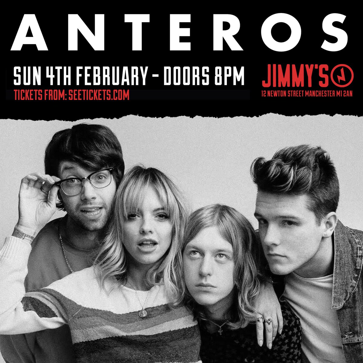 jimmysMCR's tweet photo. Jimmy’s presents @AnterosOfficial ⚡️Sunday 4th Feb 2018 ⚡️100 tickets available via https://t.co/978VsblgCi https://t.co/WMY8gdzset