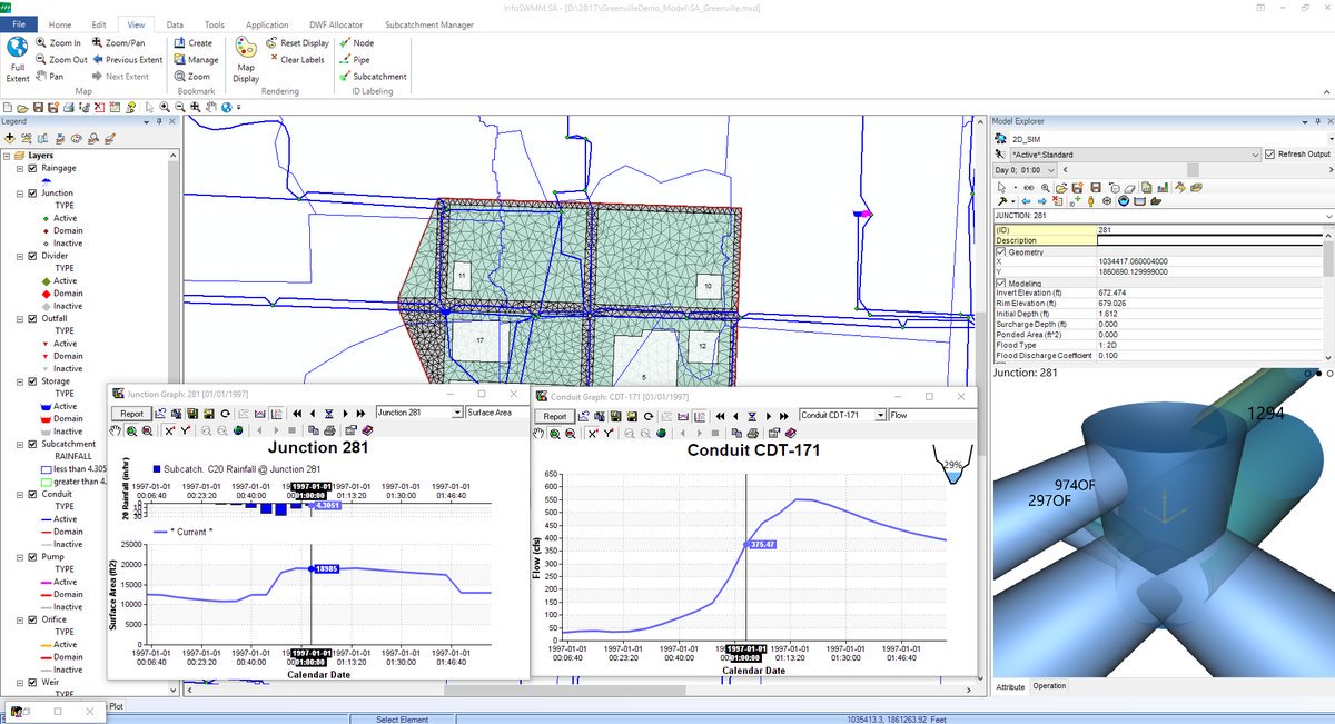 Innovyze's tweet photo. 24/ @Innovyze #InfoSWMM_SA and #InfoSWMM now have a graphical time tracker that shows you how full a node is at the current time and a sideways sketch of the water depth and maximum and minimum percent depths in the 3D view in the attribute browser https://t.co/qPx8hmF37O