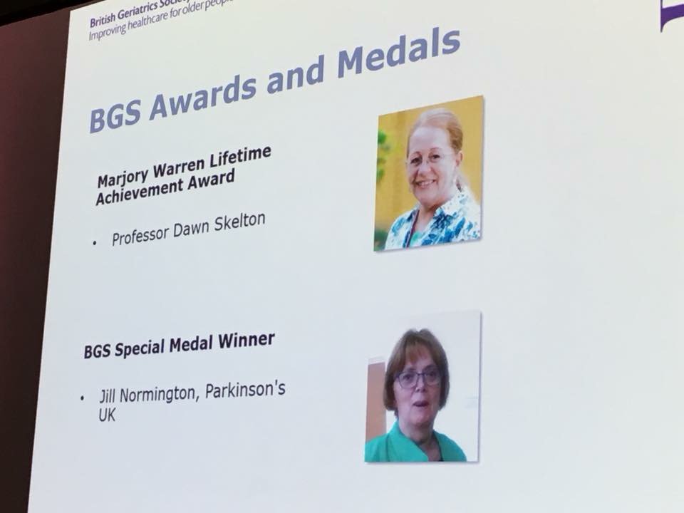 LaterLifeTrain's tweet photo. Thanks all for your lovely comments. Hugely proud to be the 3rd recipient of the @GeriSoc Marjory Warren Lifetime Achievement Award in their 70th Anniv Yr. Lots more to do though ;) #sitless #movemore #strength #balance #fallsprevention #motivation @CaledonianNews @GCUResearch https://t.co/NHIBS03jgk