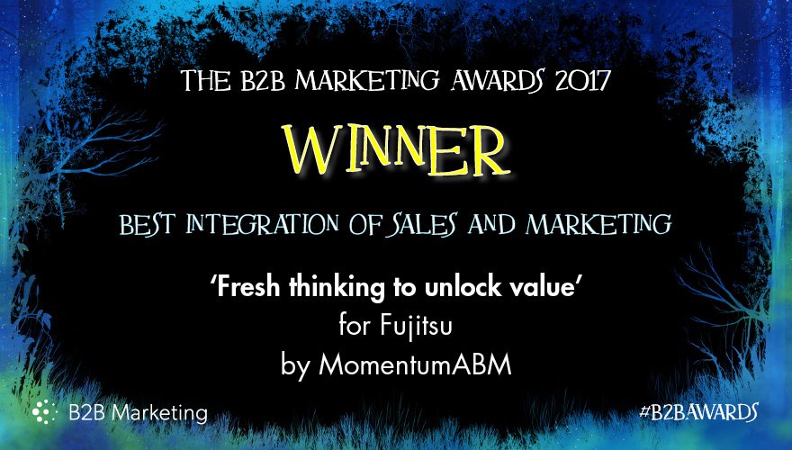 MarketingB2B's tweet photo. Massive congrats to our ‘Best integration of sales and marketing’ winners @MomentumABM for their awesome work with @fujitsu_uk.

Follow live: https://t.co/ShIm33ARm3 https://t.co/9DB3nHoVZk