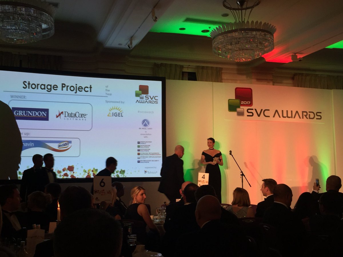 bookofstorage's tweet photo. Winners! Congratulations to @DataCore - picking up the Storage Project of the Year here at the #SVCAwards https://t.co/wtnncwTnFN