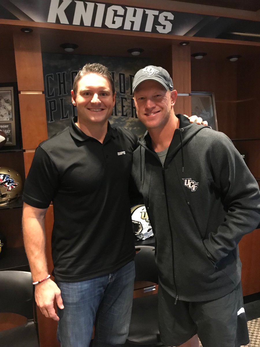DustyDvoracek's tweet photo. Great meeting with @coach_frost, his coaches and players on #Thanksgiving in prep for the #WarOnI4! Easy to see how he has turned this program around so quickly, and is the hot name in college coaching! Join @adamamin, @MollyAMcGrath, and me tomorrow for #USF @ #UCF 330 ET on ABC https://t.co/1EmabENqlE