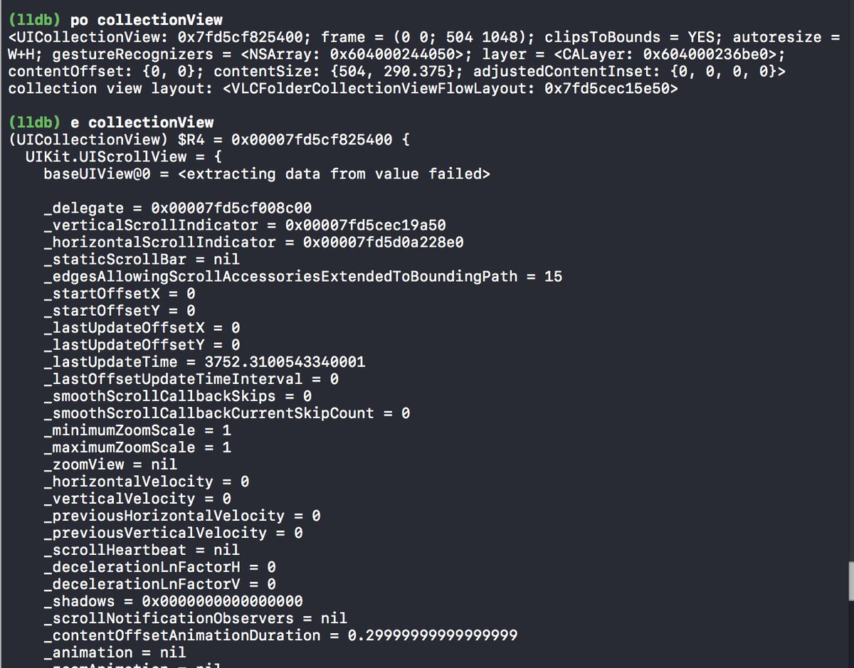 _Caro_N's tweet image. For the longest time I just used “po” in lldb to examine objects but “e” just adds a whole new level to debugging !