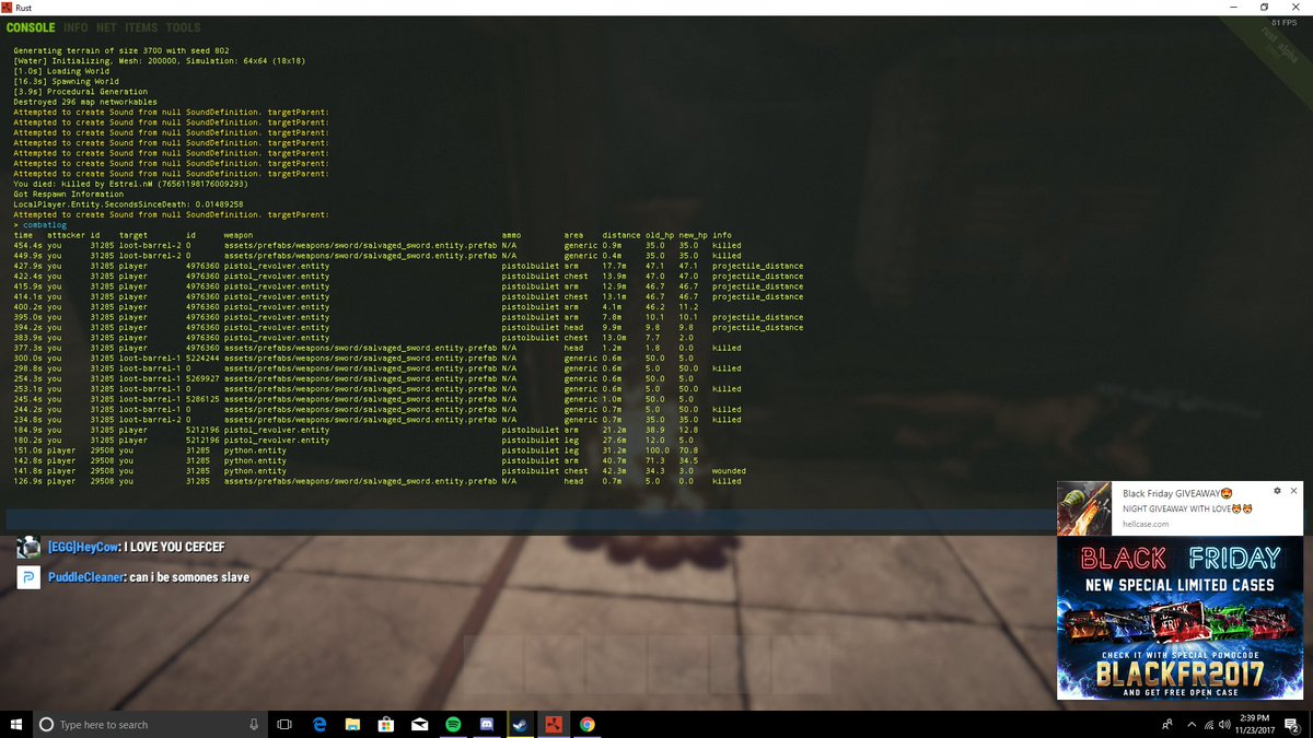 RiotWardGaming's tweet photo. @playrust why am i getting projectile_distance any time i fight somone. im using a revolver at close range. https://t.co/ep2jZ7oLlX