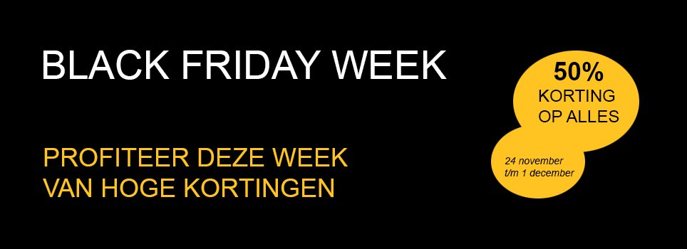 Het is zover! Tijdens onze #BlackFriday week ontvangt u van 24 november t/m 1 december 50% KORTING op alle producten. Kijk snel hoeveel u kunt besparen: ow.ly/49aV30gJWNJ