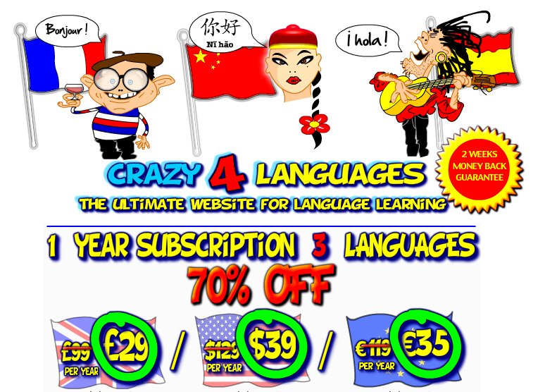 BLACK FRIDAY AT CRAZY 4 LANGUAGES 70% OFF OF MEMBERSHIPS #FRENCH #learnfrench #FLE #frenchteacher #MFL  #spanishteachers #Spanish #mfltwiteri #Mandarin #learnmandarin #mandarinchinese #DailyMandarin #DailyChinese #learnchinese - goo.gl/iWUSVa